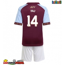 Camisa de Futebol Aston Villa Pau Torres #14 Equipamento Principal Infantil 2025-26 Manga Curta (+ Calças curtas)